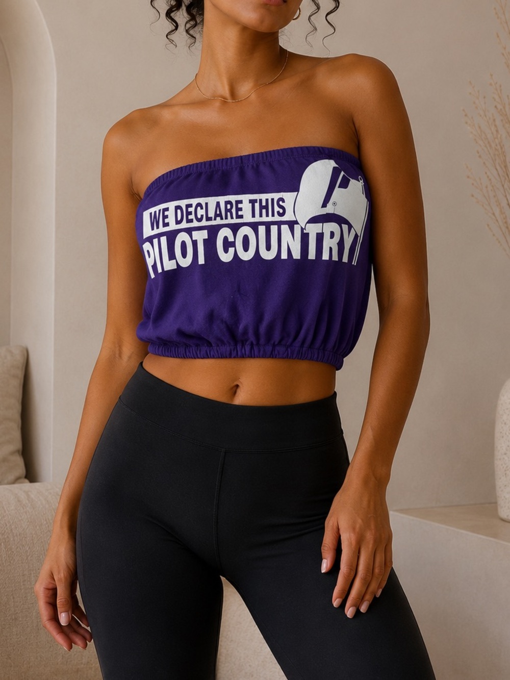 Purple Portland Pilots Strapless Graphic Tube Top - Pilot Country